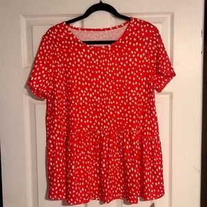 Bright Red and White Polka Dot Top/Blouse